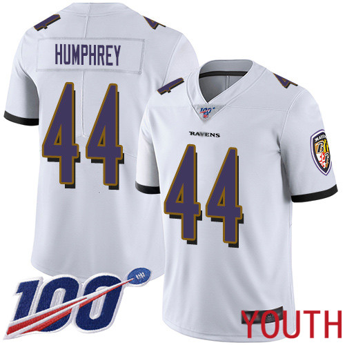 Baltimore Ravens Limited White Youth Marlon Humphrey Road Jersey NFL Football #44 100th Season Vapor Untouchable
